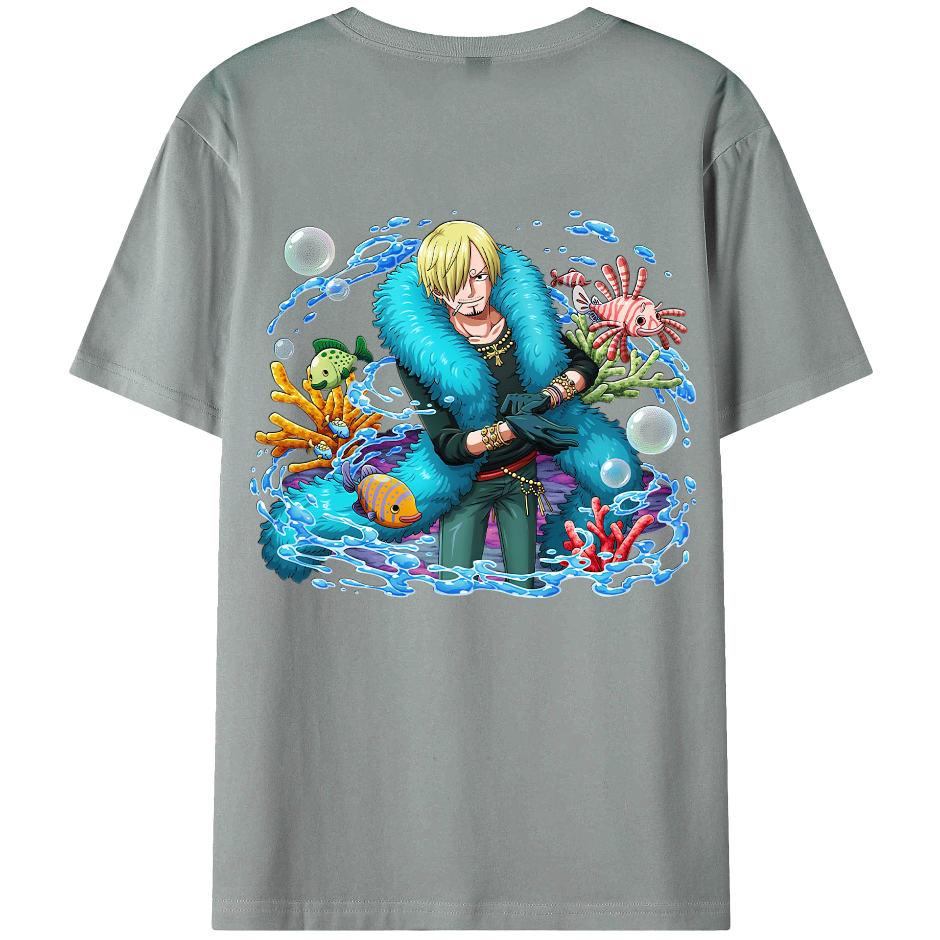 （画像用） ワンピース サンジ ONE PIECE Sanji 綿100％ メンズ半袖Tシャツ（バックプリント） 通気性